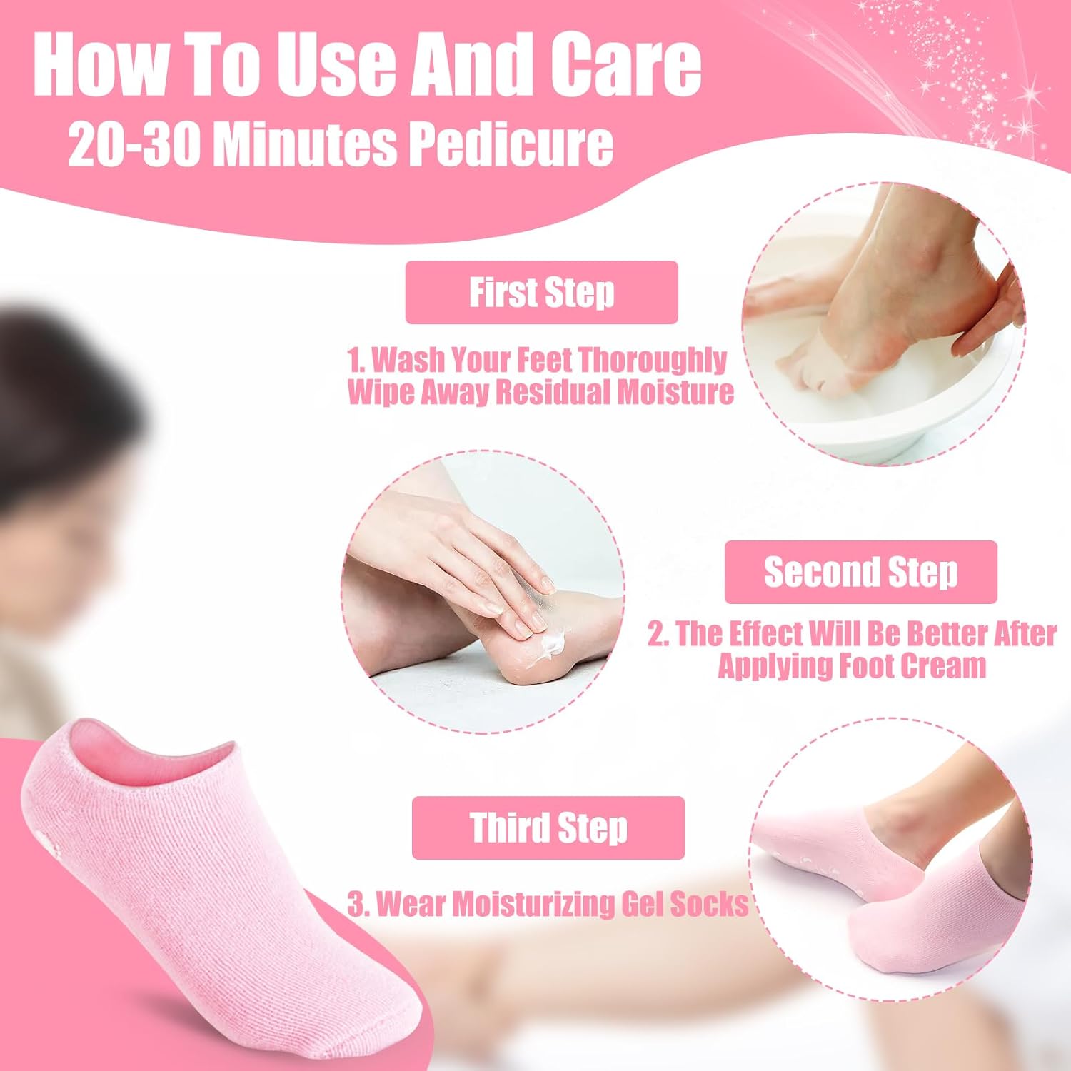 Moisturizing Spa Socks Silicone Gel Socks for Women Repairing Softening Dry Cracked Feet Comfortable Care (Random Color) - Image 3