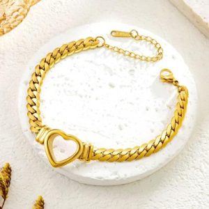 Adjustable Gold Plated Heart Bracelet for Women | Elegant Fashion Jewelry