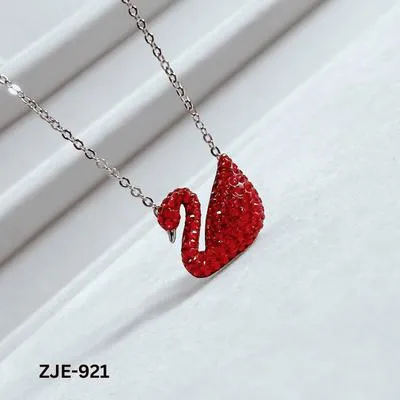 Red Crystal Swan Necklace for Women | Stylish Gold Plated Swan Pendant Jewelry for Party & Wedding Wear - Image 2