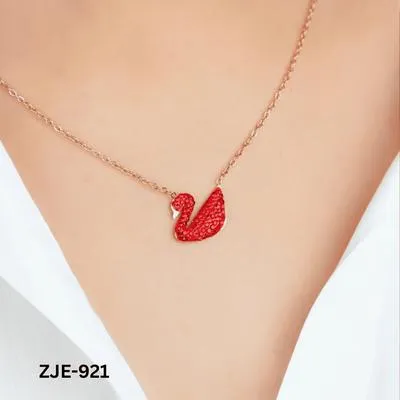 Red Crystal Swan Necklace for Women | Stylish Gold Plated Swan Pendant Jewelry for Party & Wedding Wear - Image 3