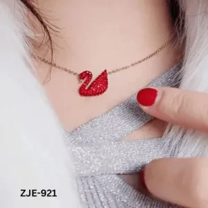 Red Crystal Swan Necklace for Women | Stylish Gold Plated Swan Pendant Jewelry for Party & Wedding Wear