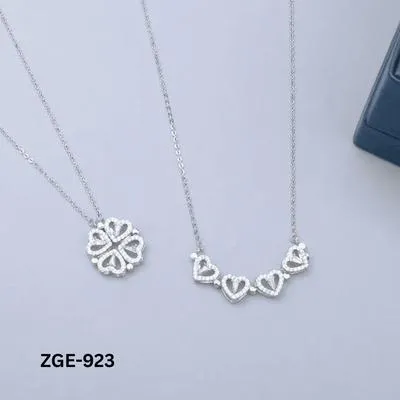 Magnetic Heart Clover Necklace for Women | Golden & Silver 4 Leaf Lucky Fashion Jewelry Set - Image 2