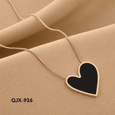 Heart Shaped Necklace Black & Gold for Women | Stylish Pendant Jewelry for Daily & Party Wear - Image 2