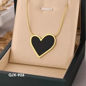 Heart Shaped Necklace Black & Gold for Women | Stylish Pendant Jewelry for Daily & Party Wear