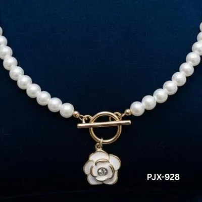 White Pearl Flower Necklace for Women | Elegant Floral Pearl Pendant Jewelry for Party, Wedding & Daily Wear - Image 2