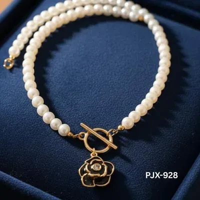 White Pearl Flower Necklace for Women | Elegant Floral Pearl Pendant Jewelry for Party, Wedding & Daily Wear - Image 3