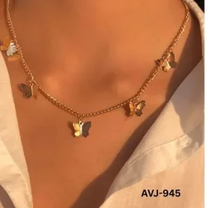 Korean Butterfly Necklace Gold Silver Alloy | Daily Wear Jewelry for Women