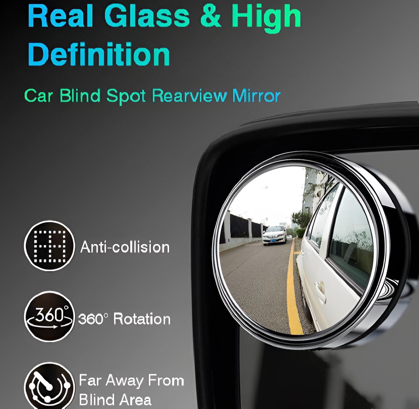 Blindspot Rearview Convex Mirror â 2pcs | Wide-Angle Anti-Glare Side Mirror for Cars & Vehicles - Image 3