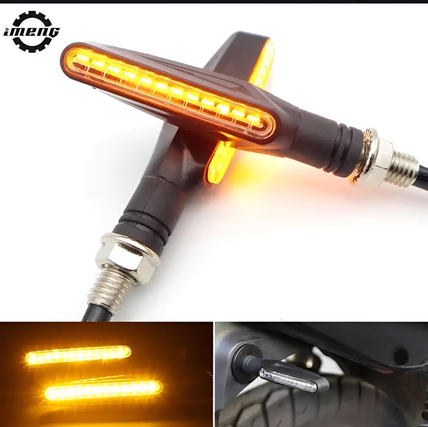 Pack of 2 pair(4pcs) - Audi Flow Style Led Motorcycle Turn Signals Indicator Amber Light - Image 5