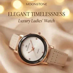 Luxury Ladies Watch Off White Leather Quartz – Elegant Fashion Wrist Watch for Women | Stylish Daily & Formal Wear