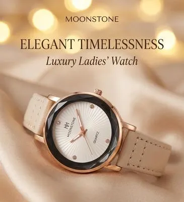 Luxury Ladies Watch Off White Leather Quartz – Elegant Fashion Wrist Watch for Women | Stylish Daily & Formal Wear
