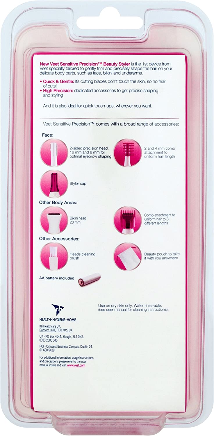 Veet Sensitive Precision Beauty Styler For Women – Electric Facial & Eyebrow Hair Trimmer - Image 2
