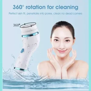Cnaier 4 in 1 Electric Facial Cleansing Brush & Massager – Waterproof Deep Cleaning Face Scrubber with 4 Brush Heads