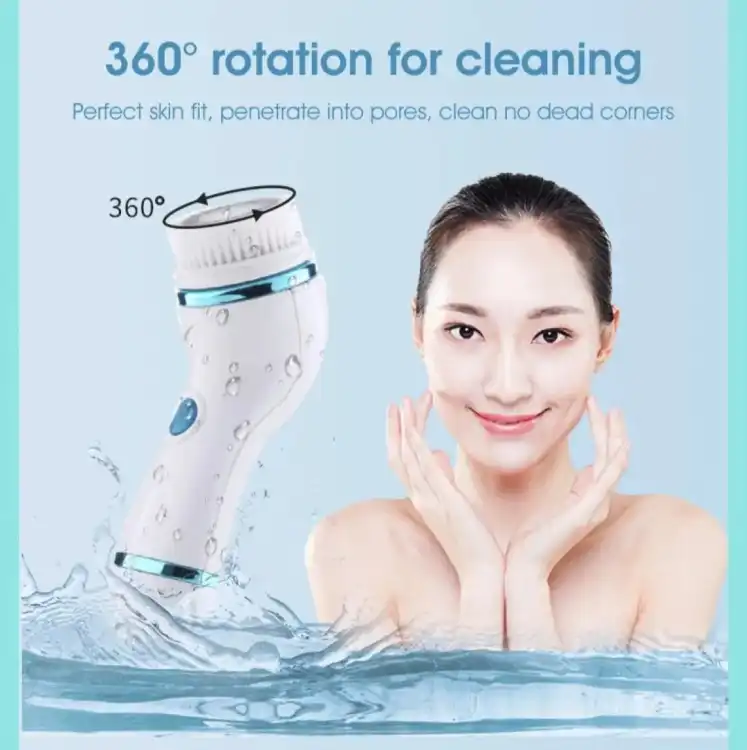 Cnaier 4 in 1 Electric Facial Cleansing Brush & Massager – Waterproof Deep Cleaning Face Scrubber with 4 Brush Heads