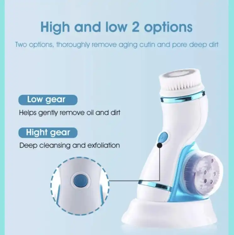 Cnaier 4 in 1 Electric Facial Cleansing Brush & Massager – Waterproof Deep Cleaning Face Scrubber with 4 Brush Heads - Image 5