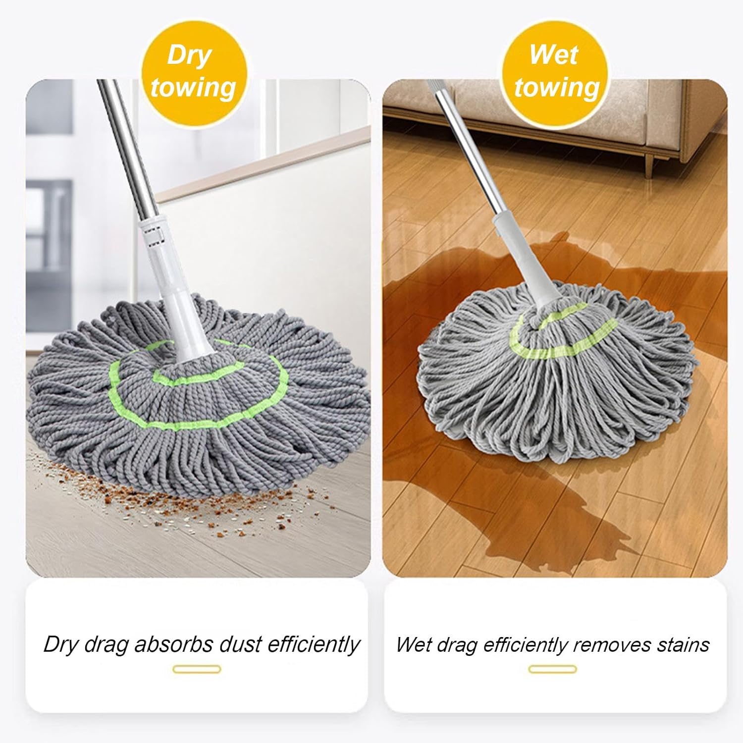 Royal’s Super Absorbent Twist Mop – Easy Twist Squeeze Floor Cleaning Mop for Home & Office Use - Image 5