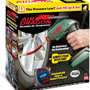 Air Dragon Portable Air Compressor with Built-in Light – Electric Air Pump for Sports Balls, Pool Toys & Air Mattresses