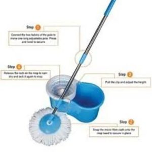 360° Rotating Head Magic Mop with Bucket – Deep Cleaning Microfiber Floor Mop for Home & Office Cleaning