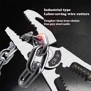 Heavy Duty 9 In 1 Multi Function Pliers Nail Pry Wire Stripper Cutter CR V Steel Professional Tool