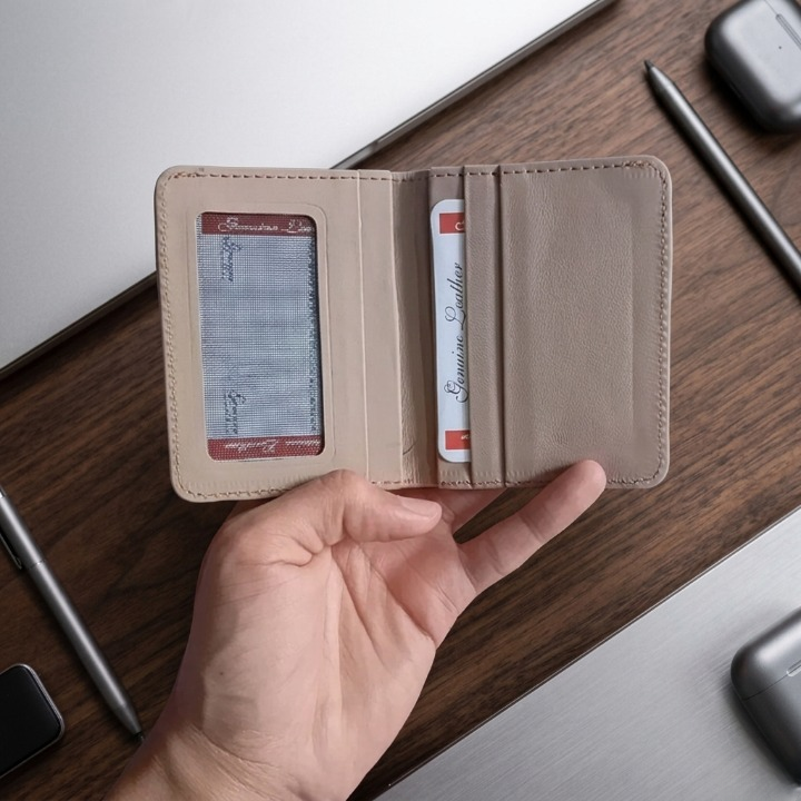 Premium Stylish Designer Wallet for Men – Elegant Beige Leather Slim Wallet with Durable Storage for Cards & Cash - Image 4