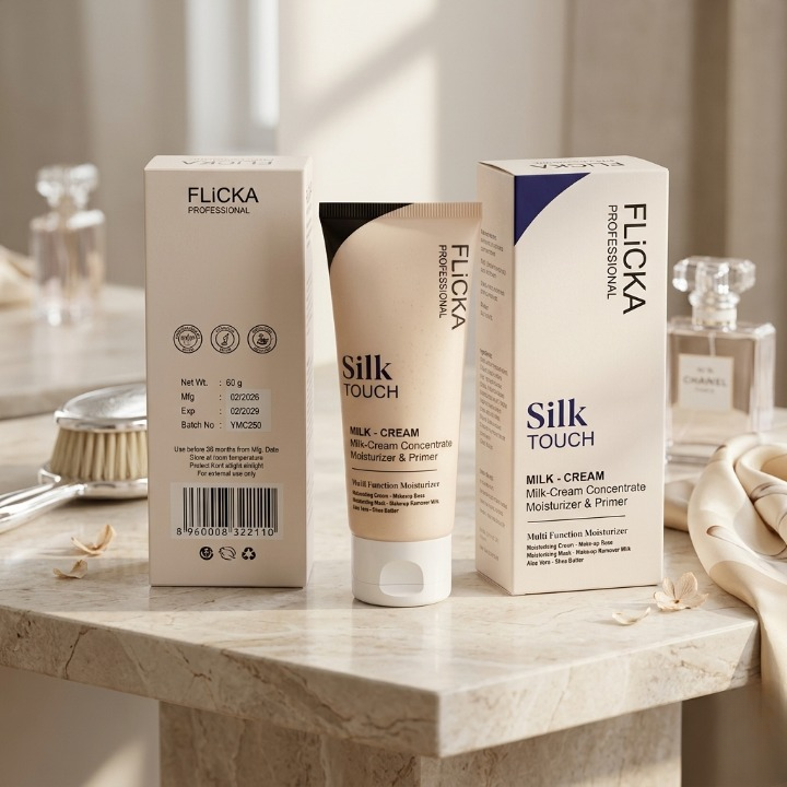 Flicka Professional Silk Touch Milk-Cream – Multi-Function Moisturizer & Primer - 60 gm