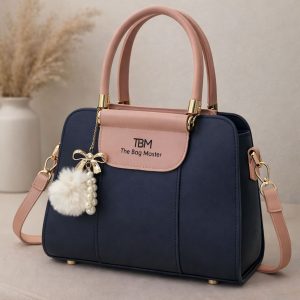 TBM The Bag Master Luxury Handbag | Elegant Two-Tone Designer Tote Bag for Women | Premium Black & Maroon Fashion Shoulder Bag