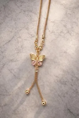 Golden Butterfly Crystal Necklace for Women | Sparkling Pendant Jewelry for Party, Wedding & Daily Wear - Image 2
