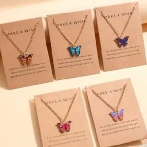 Butterfly Necklace Set for Women | Gold Plated Multicolor (8")