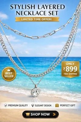 3 Layered Silver Plated Zircon Chain Necklace for Women | Sparkling Fashion Jewelry for Party & Wedding Wear - Image 2