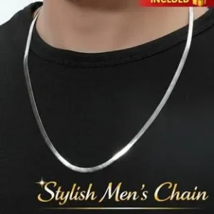 Stylish Cuban Silver Chain for Men | Premium Stainless Steel Hip-Hop Necklace with Free Gift