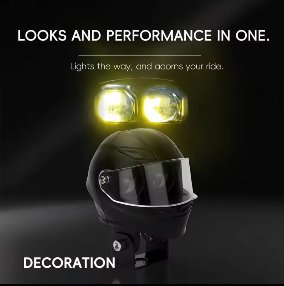 Universal Motorcycle LED Helmet-Style Spotlight â Dual Lens 2-Mode (White & Yellow) Fog Light Signal Lamp