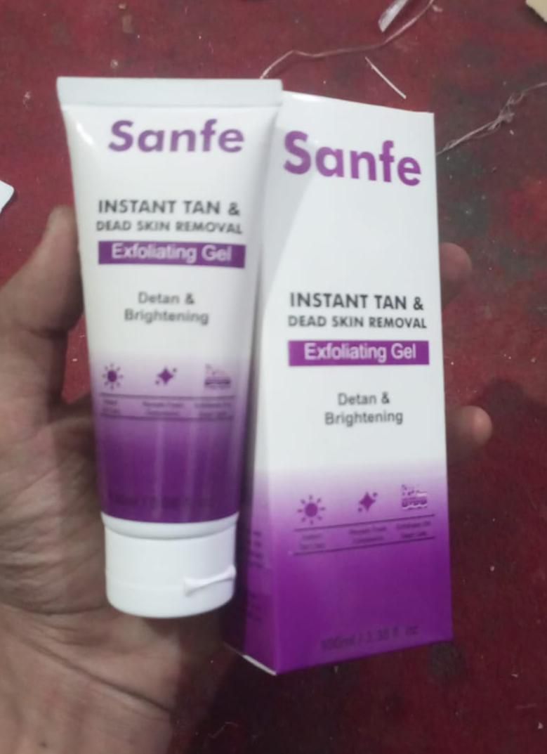 Sanfe Instant Tan & Dead Skin Removal Exfoliating Gel | Detan & Brightening Body Scrub | 100g - Image 2