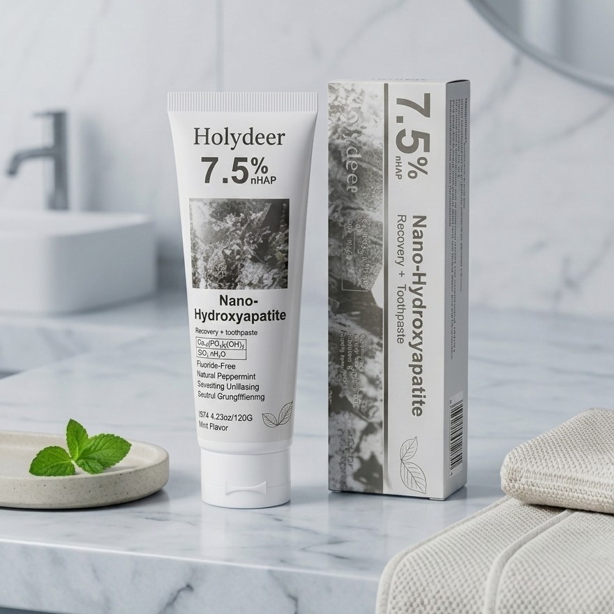 Holydeer 7.5% nHAP Nano-Hydroxyapatite Recovery Toothpaste | Fluoride-Free Enamel Strengthening & Sensitivity Relief | Mint Flavor (100g) - Image 2