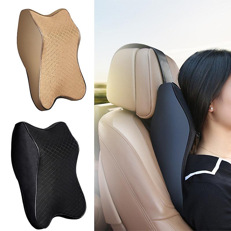 Universal Car Neck Seat Pillow â Soft Memory Foam Headrest (Beige & Black)