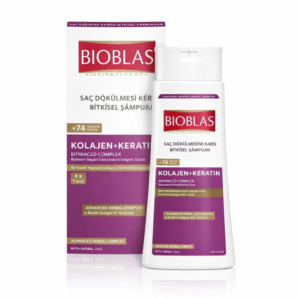 Bioblas Collagen + Keratin Hair Loss Herbal Shampoo Anti-Hair Fall & Volumizing Formula (360ml) - Image 3