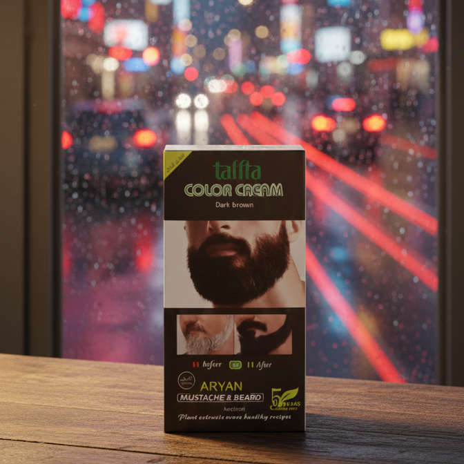 Aryan Mustache & Beard Color Cream (Dark Brown) 5-Minute Instant Grey Coverage with Plant Extracts - Image 2