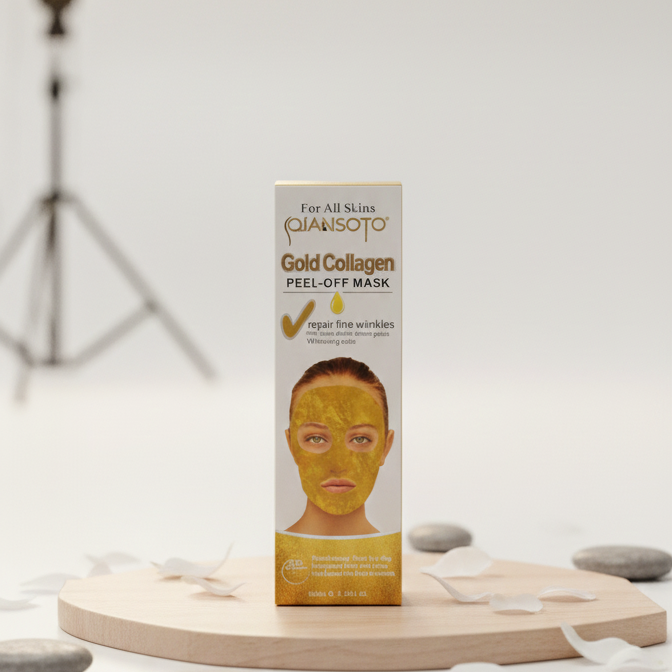 Qiansoto Gold Collagen Peel-Off Facial Mask Anti-Aging & Skin Brightening Treatment (100ml) - Image 2
