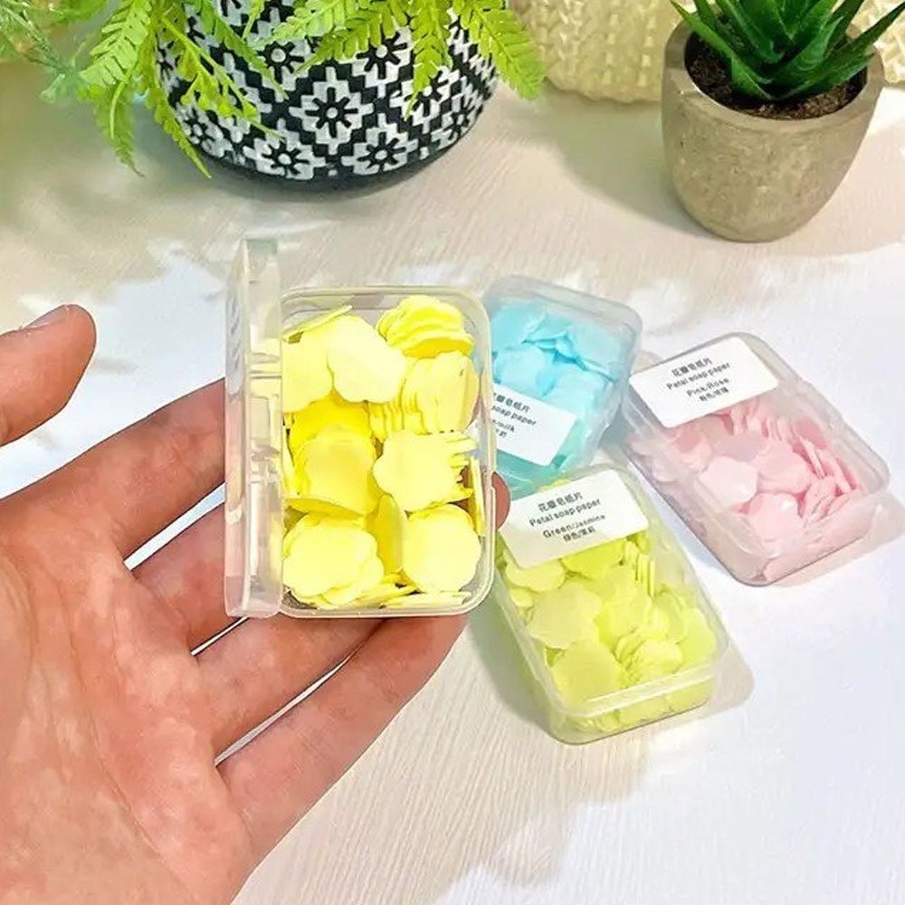 Soap Paper Disposable Bath Hand Washing Travel Foaming Scented Portable Mini Flower Soap Flakes ( Random Color) - Image 3
