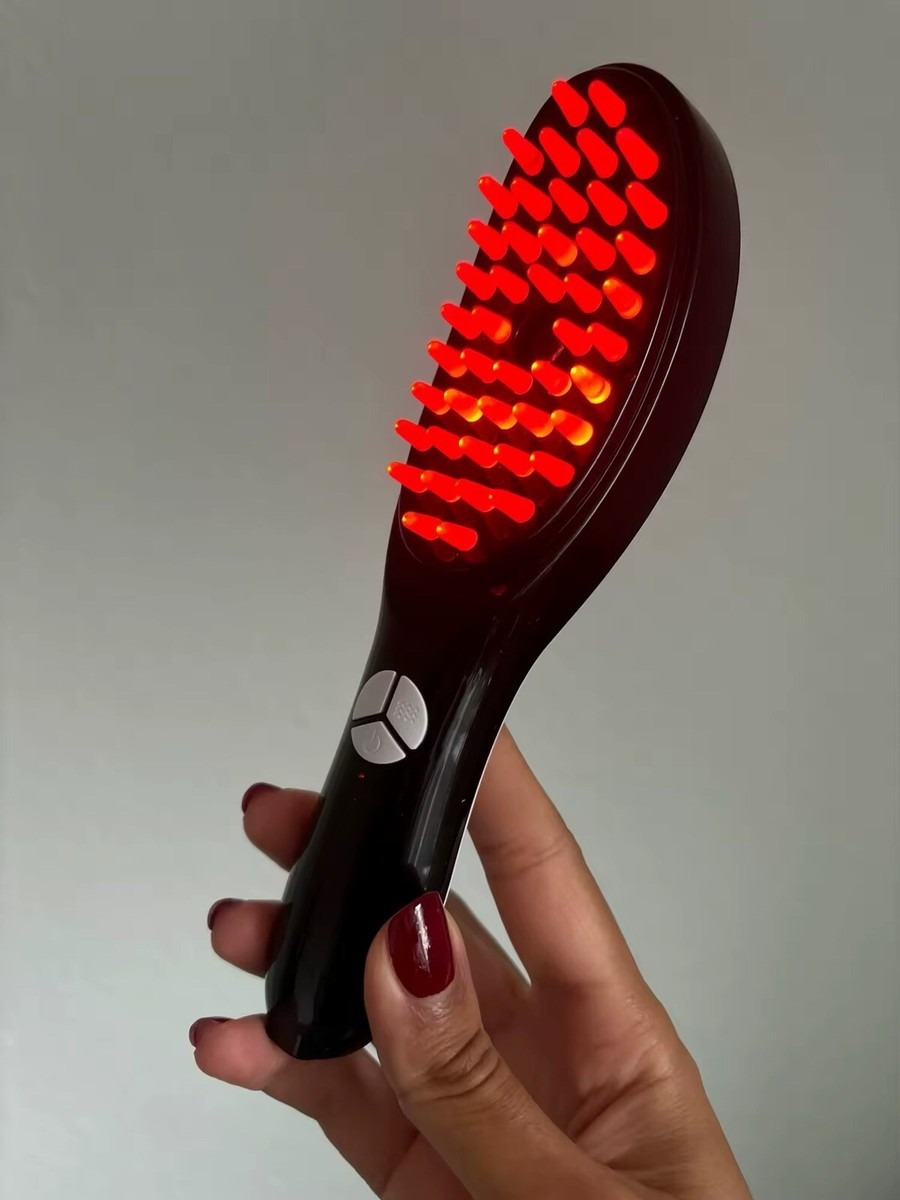 Electric Massage Comb Blue & Red Light Therapy, Vibration Brush, Spray & Negative Ion Scalp Massager (Rechargeable) - Image 3