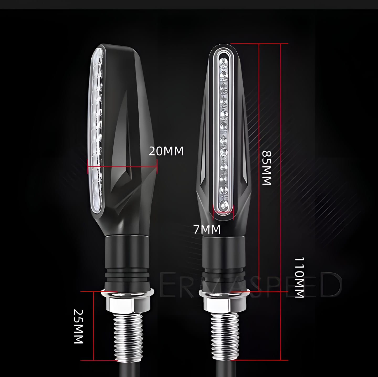 Pack of 2 pair(4pcs) - Audi Flow Style Led Motorcycle Turn Signals Indicator Amber Light - Image 3