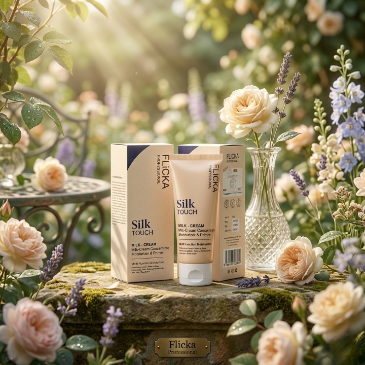 FLICKA Professional Silk Touch Milk-Cream Concentrate 60g | 3-in-1 Moisturizer, Primer & Makeup Base | Multi-Function Hydrating Face Cream - Image 2
