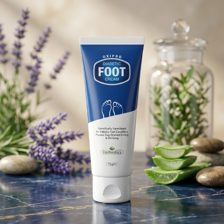 Herbiotics Oxipro Diabetic Foot Cream | Intensive Healing for Dry, Cracked & Itching Feet | Scientific Formula for Daily Foot Care | 75g