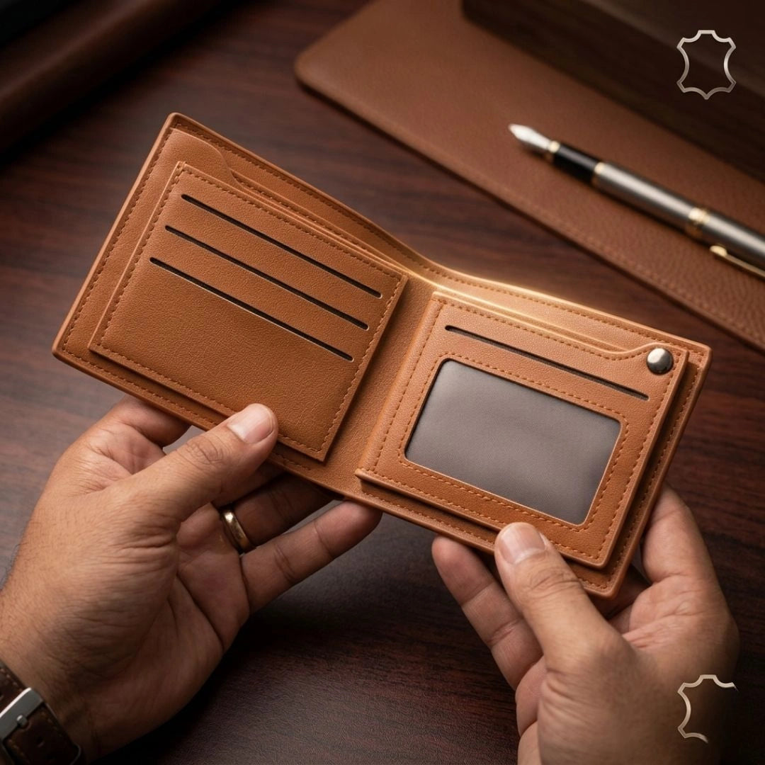 WAGLOK Anchor Emblem Bifold Leather Wallet with Gift Box | 10 Card Slots, 3 Cash Compartments & Zipper Pocket | Premium PU Leather Wallet for Men - Image 3