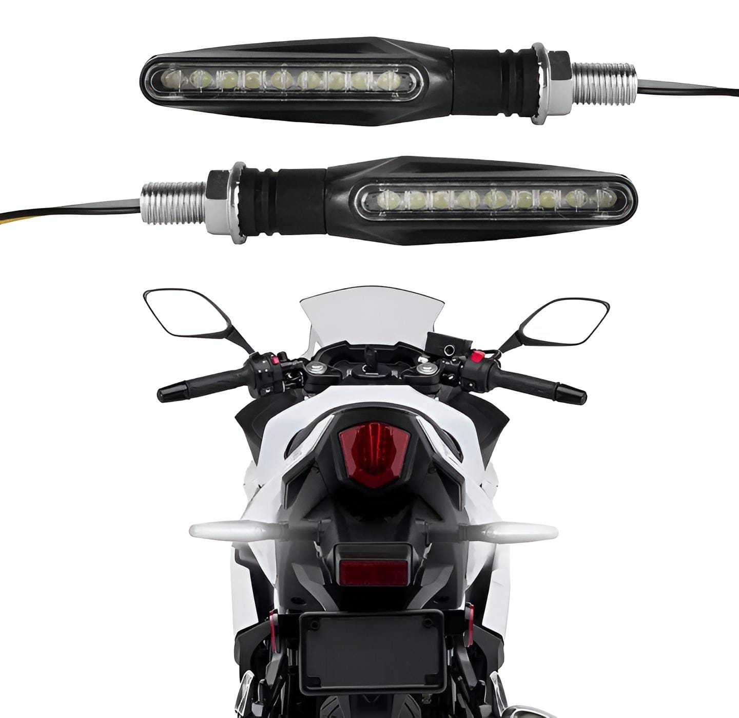 Pack of 2 pair(4pcs) - Audi Flow Style Led Motorcycle Turn Signals Indicator Amber Light - Image 2