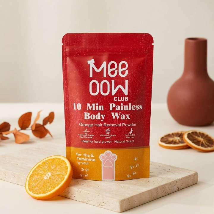 Meeoow Club 10 Min Painless Body Wax Orange Hair Removal Powder for Smooth Skin - 100g - Image 3