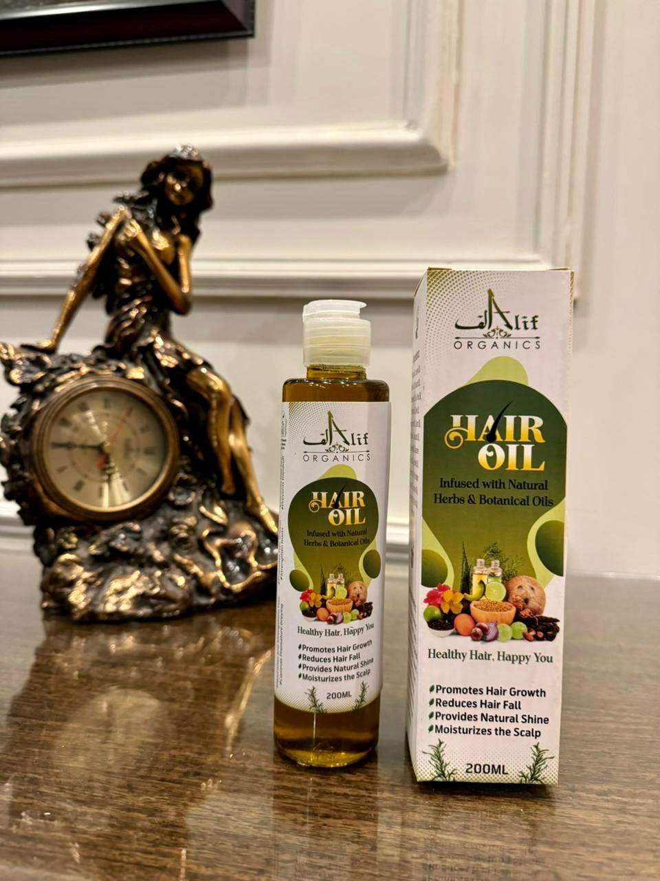 Alif Organics Natural Hair Oil | Infused with Herb & Botanical Oils | Promotes Growth & Reduces Hair Fall | 200ML - Image 4
