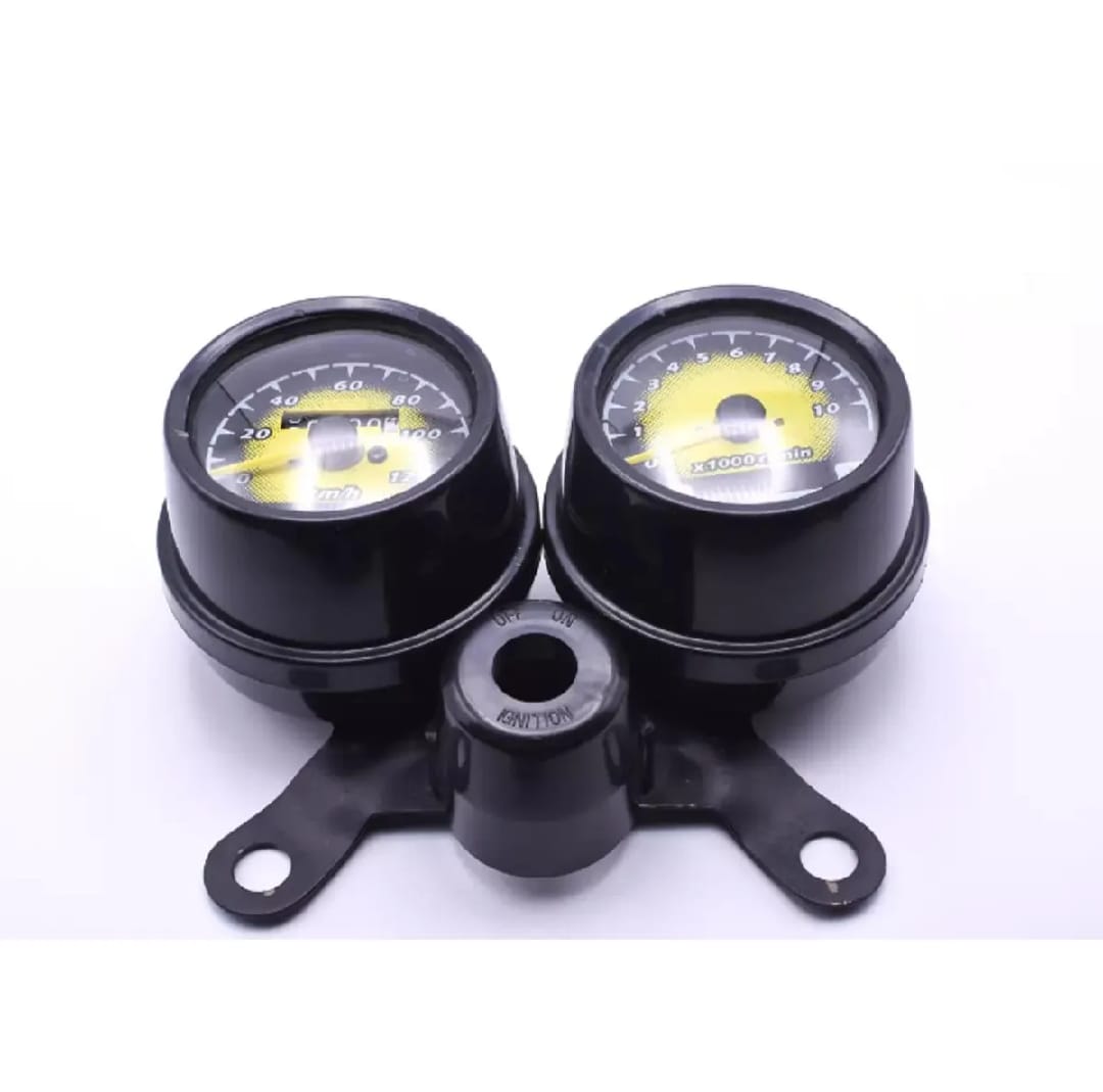 Double Round Fancy Meter Speedometer RPM for Honda 125 Motorcycle â Dual Analog Speed & RPM Gauge (Without Switch)