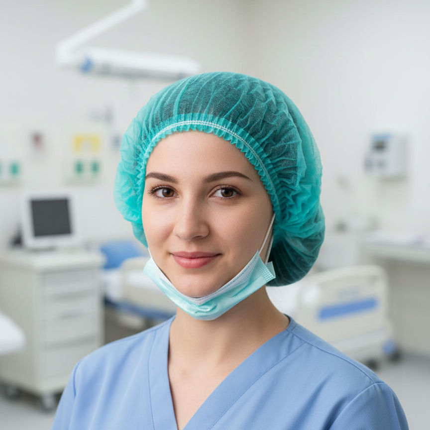 Disposable Surgical Cap Breathable Non-Woven Head Cover for Medical & Hygiene Use (Pack of 100Pcs) - Image 3