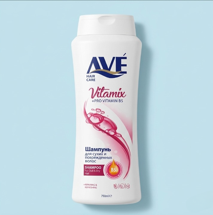 AVE Shampoo 750ml Made in Iran with Multivitamin Extract for Strong and Healthy Hair - Image 3