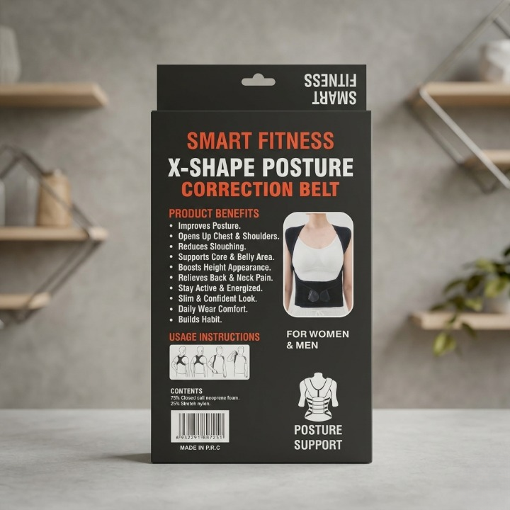 Smart Fitness X-Shape Posture Correction Belt Back & Shoulder Support for Men & Women